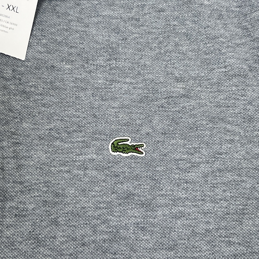 Lacoste Matte Piping Slim Fit Petit Pique Polo Shirt Grey/Blue 7/XXL - Picture 3 of 11